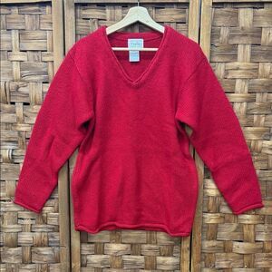 Vintage Twik Simmons 100% Wool Red V-Neck Sweater